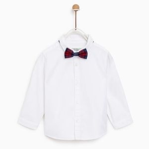 ZaraBaby💯% cotton Shirt 👔 with removable Bow Tie